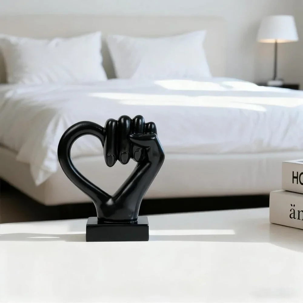 Eclectic Heart Hand Sculpture Love Peace Sign Grasping Gesture Statue Home Décor